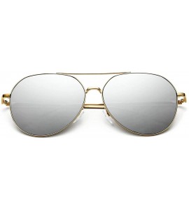 Oversized Aviator Mirrored Flat Lens Sunglasses Metal Frame for Men and Women UV400- 62mm - Gold/Silver Mirror - C718Q49IY9A ...