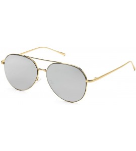 Oversized Aviator Mirrored Flat Lens Sunglasses Metal Frame for Men and Women UV400- 62mm - Gold/Silver Mirror - C718Q49IY9A ...