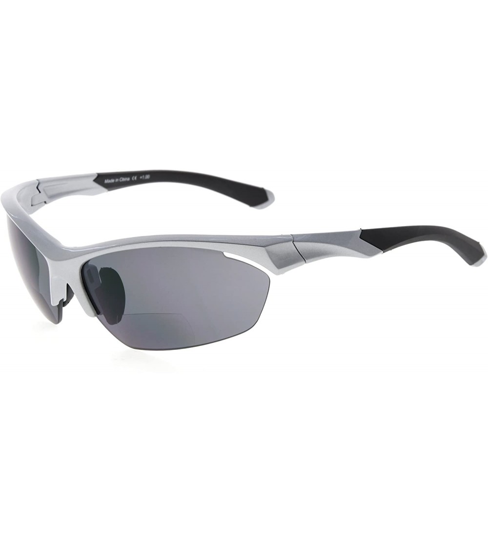 Semi-rimless TR90 Frame Bifocal Sports Sunglasses Baseball Running Fishing Driving Golf Softball Hiking Sunshine Readers - C8...