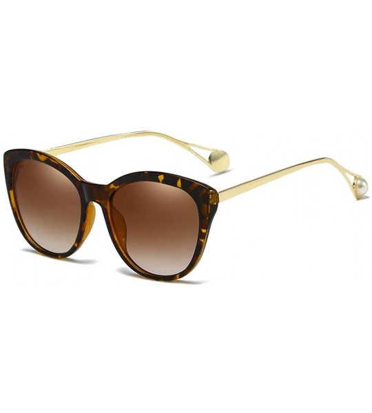 Oval Women Sunglasses Retro Black Drive Holiday Oval Non-Polarized UV400 - Coffee - CR18R0R0M8H $18.78