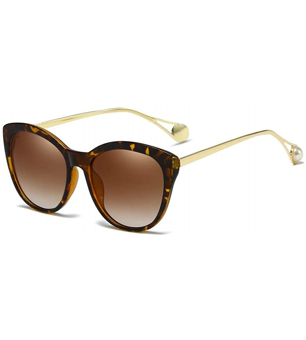 Oval Women Sunglasses Retro Black Drive Holiday Oval Non-Polarized UV400 - Coffee - CR18R0R0M8H $18.78