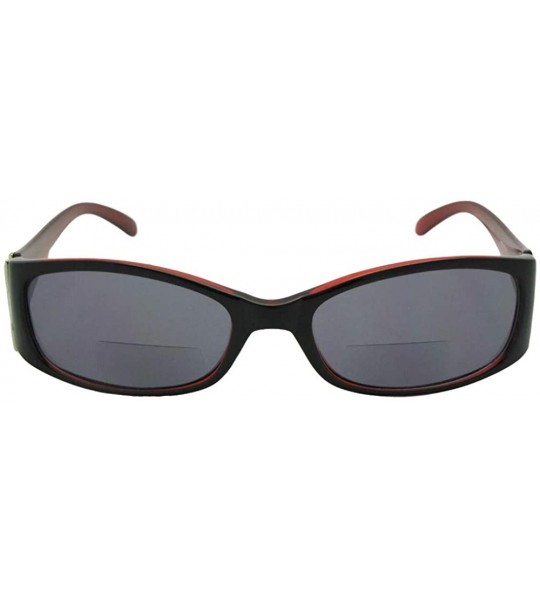 Rectangular Small Bifocal Sunglasses +1.25 Magnification Style B22 - Black/Red-gray Lenses - C8186C20M5Q $26.29