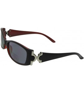 Rectangular Small Bifocal Sunglasses +1.25 Magnification Style B22 - Black/Red-gray Lenses - C8186C20M5Q $26.29