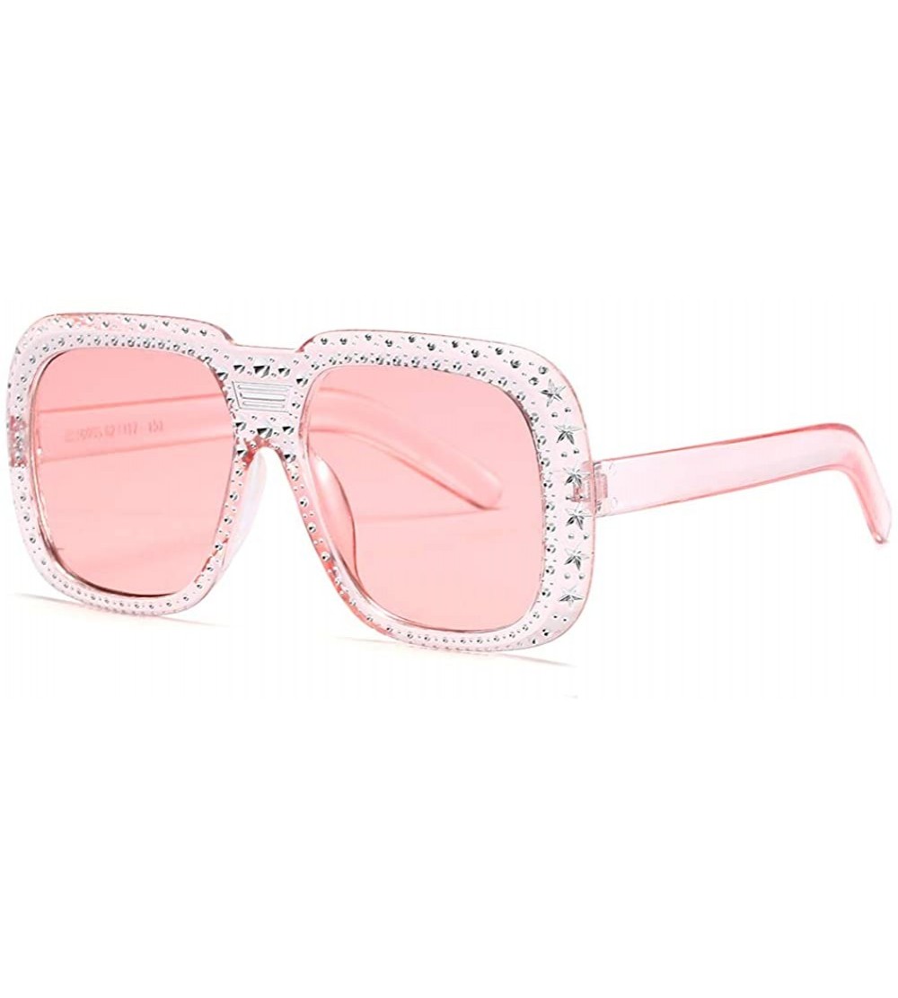 Oval Women Sunglasses Retro Black Drive Holiday Oval Non-Polarized UV400 - Pink - CT18R6XYM42 $17.48