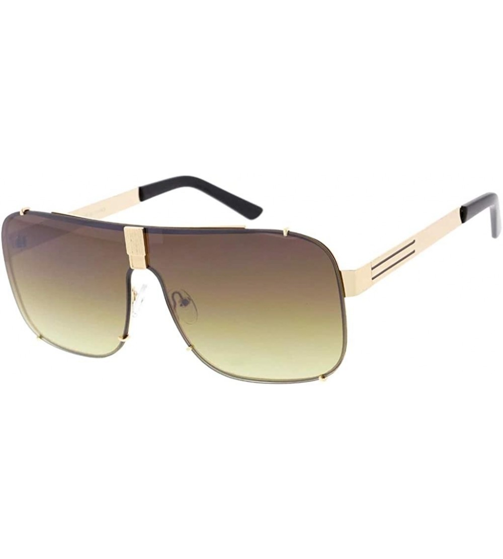 Rectangular Retro Fashion Rectangular Aviator Sunglasses G33 - Amber - CW192034OC0 $22.04