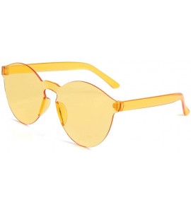 Wrap Designer Style Sunglasses Frameless Transparent Glasses Candy Color Couple Sunglasses - Orange - CT18TN82EI4 $17.38