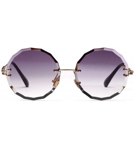 Rimless Round Sunglasses for Women Clear Lens Sun Glasses Retro Female Gift Items UV400 - Gold With Black - C118SGWGQEK $20.66