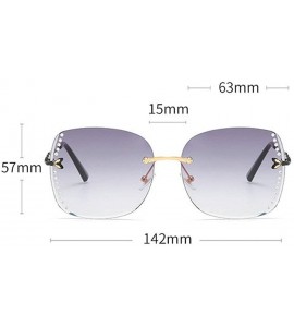 Square Frameless Diamond Sunglasses Square Women Sun Glasses Vintage Alloy Frame UV400 Eyeglasses - Purple&yellow - CX1925IHM...