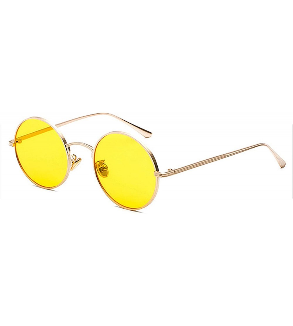 Oval Gold Round Metal Frame Sunglasses Men Retro 2018 Summer Style Women Red Lens Sun Glasses Unisex Yellow Pink - CJ198AHHKA...