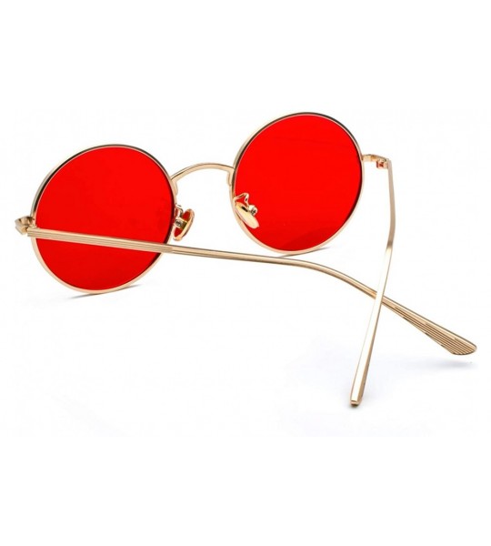 Oval Gold Round Metal Frame Sunglasses Men Retro 2018 Summer Style Women Red Lens Sun Glasses Unisex Yellow Pink - CJ198AHHKA...