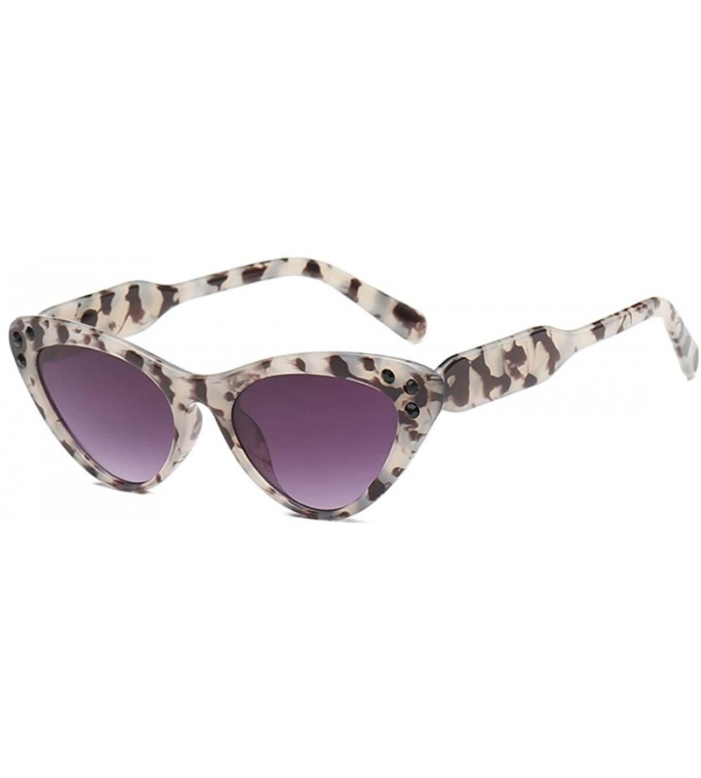 Rectangular Fashion Unisex Plastic Frame Retro Cat Eye Sunglasses UV400 - White Gray - CF18NI66ZGX $18.31