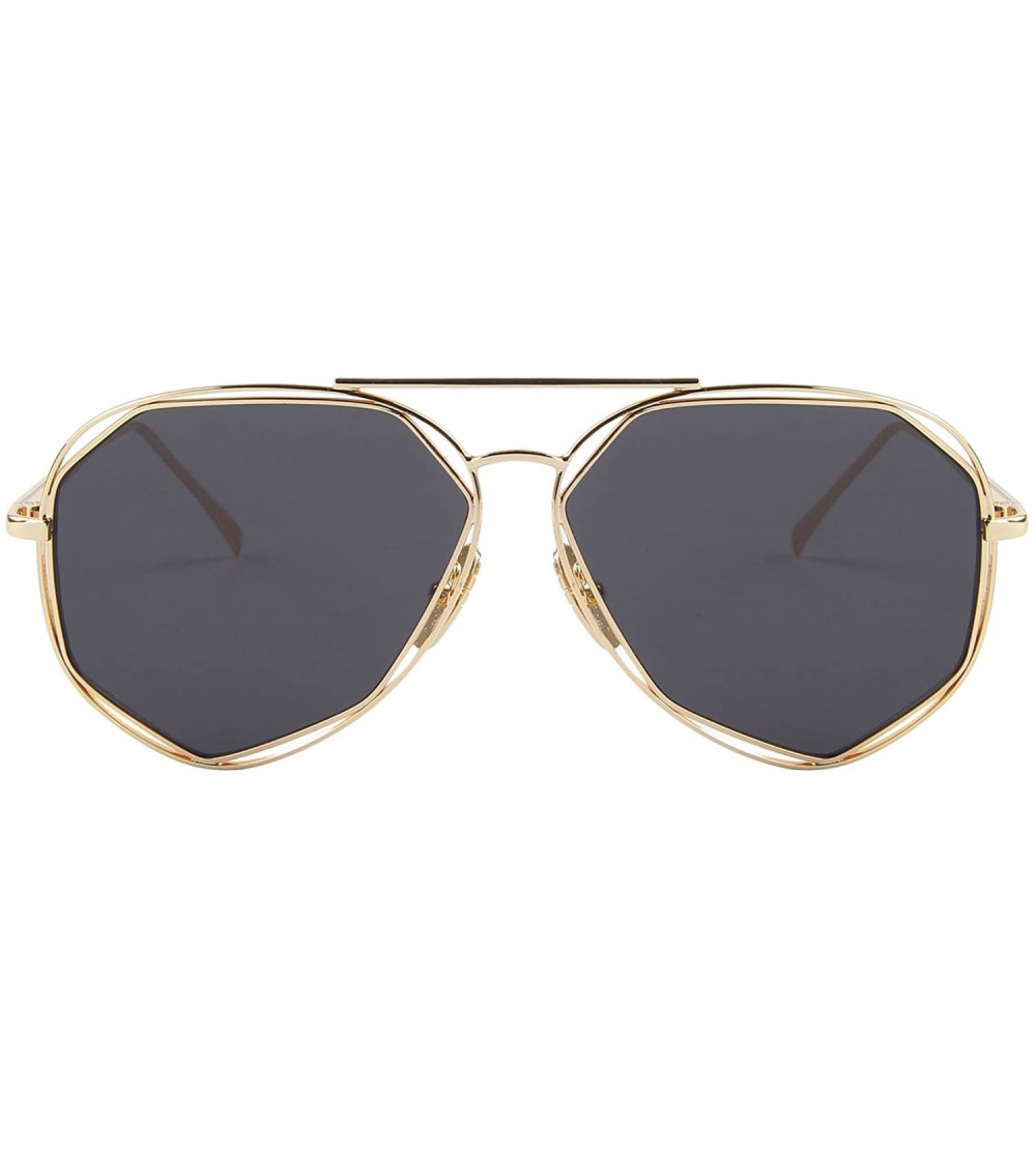 Round Fashion Women Brand Designer Coating Mirror Lens Summer Sunglasses S8492 - Gold&black - CE12JRWBB65 $17.52
