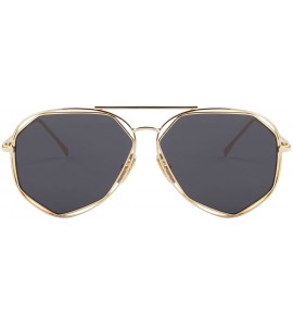 Round Fashion Women Brand Designer Coating Mirror Lens Summer Sunglasses S8492 - Gold&black - CE12JRWBB65 $17.52