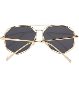 Round Fashion Women Brand Designer Coating Mirror Lens Summer Sunglasses S8492 - Gold&black - CE12JRWBB65 $17.52