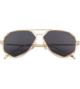 Round Fashion Women Brand Designer Coating Mirror Lens Summer Sunglasses S8492 - Gold&black - CE12JRWBB65 $17.52