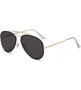 Semi-rimless Men's Women's Aviator Sunglasses - Rimless Metal - Mirrored - TRENDALERT SJ1105 - C6 Gold Frame/Grey Lens - CH18...