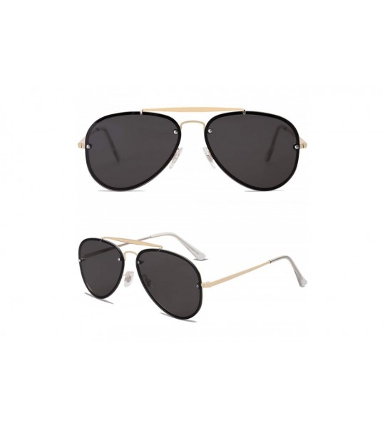 Semi-rimless Men's Women's Aviator Sunglasses - Rimless Metal - Mirrored - TRENDALERT SJ1105 - C6 Gold Frame/Grey Lens - CH18...