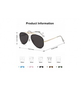 Semi-rimless Men's Women's Aviator Sunglasses - Rimless Metal - Mirrored - TRENDALERT SJ1105 - C6 Gold Frame/Grey Lens - CH18...