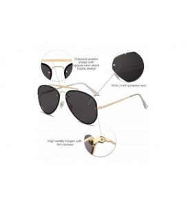 Semi-rimless Men's Women's Aviator Sunglasses - Rimless Metal - Mirrored - TRENDALERT SJ1105 - C6 Gold Frame/Grey Lens - CH18...