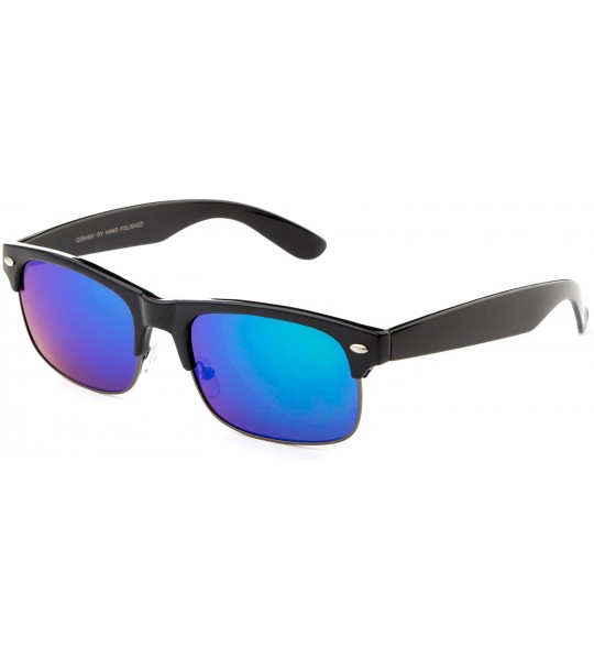 Aviator "Young" Vintage Design Half Frame Flash Lenses Fashion Sunglasses - Gunmetal/Grey - CA12N6964XF $18.94