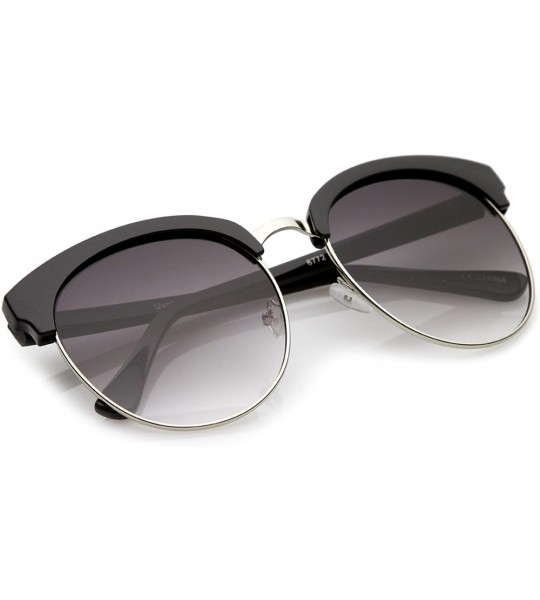 Rimless Women's Oversize Half-Frame Circle Flat Lens Round Sunglasses 58mm - Black-silver / Lavender - C017YHQAWQC $18.90