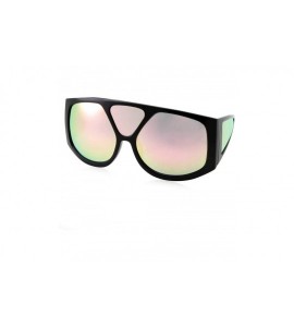 Oversized Oversized Retro Inspired Flat Top Plastic Frame Sunglasses - Black Colored - CL18M0Q743X $27.70