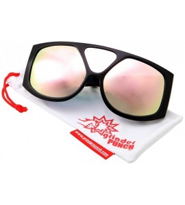 Oversized Oversized Retro Inspired Flat Top Plastic Frame Sunglasses - Black Colored - CL18M0Q743X $27.70