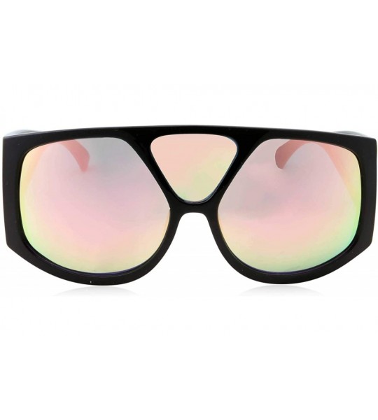 Oversized Oversized Retro Inspired Flat Top Plastic Frame Sunglasses - Black Colored - CL18M0Q743X $27.70