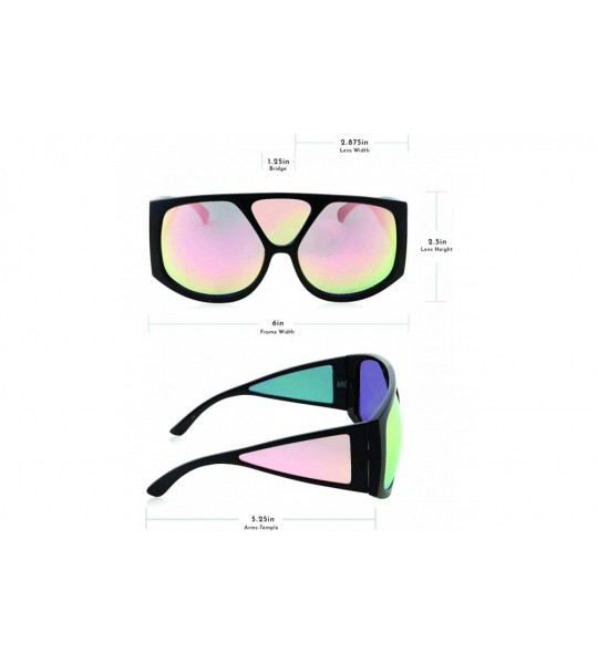 Oversized Oversized Retro Inspired Flat Top Plastic Frame Sunglasses - Black Colored - CL18M0Q743X $27.70