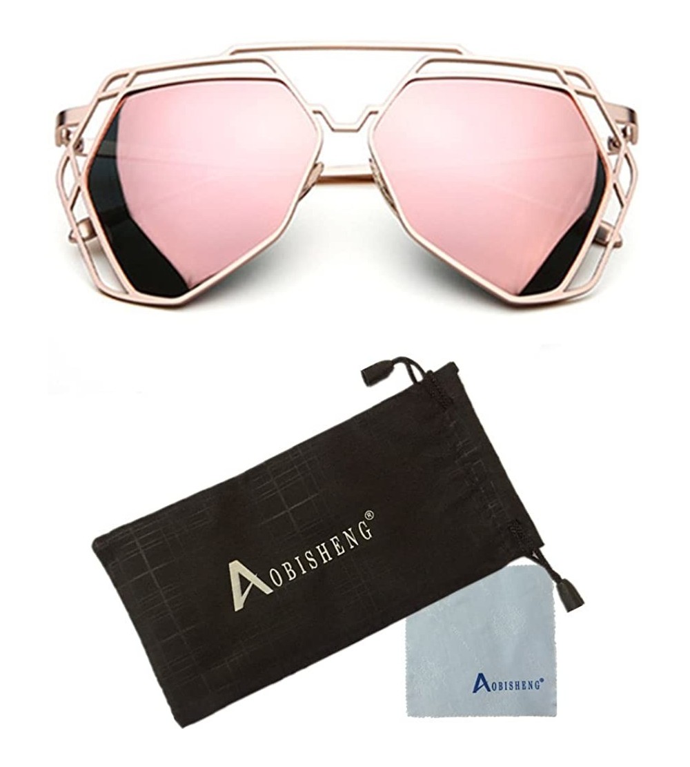 Wayfarer Fashion Metal Frame Flat Mirrored Lens Sunglasses - Pink - CI12GYJ1J3T $19.66