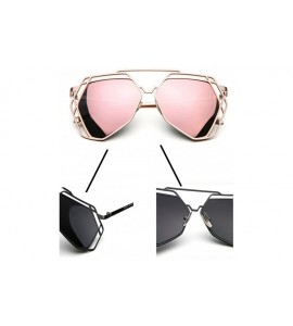 Wayfarer Fashion Metal Frame Flat Mirrored Lens Sunglasses - Pink - CI12GYJ1J3T $19.66