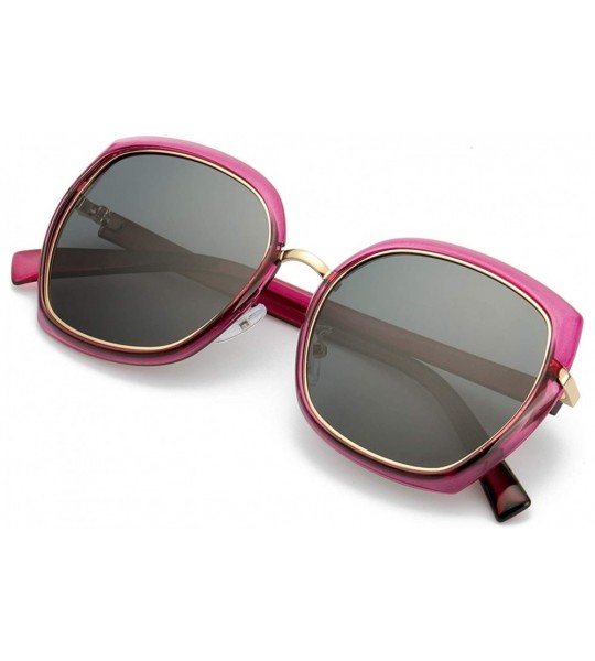 Square Oversized Fashion Sunglasses for Women - Polarized UV Protection Eyewear with Square Frame - C318Q8GWIND $28.57