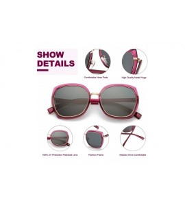 Square Oversized Fashion Sunglasses for Women - Polarized UV Protection Eyewear with Square Frame - C318Q8GWIND $28.57