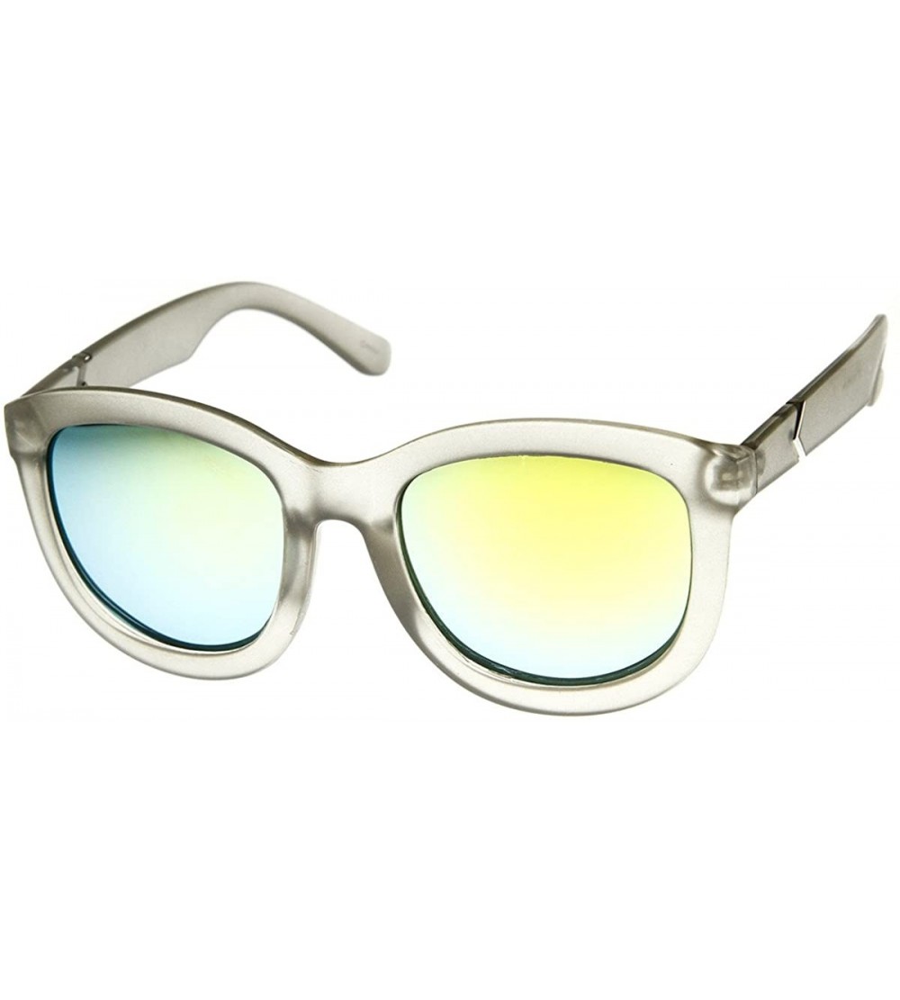 Oversized Frosted Frame Color Mirror Lens Bold Oversized Horn Rimmed Sunglasses (Smoke Sun) - CT11FBCS29Z $19.83