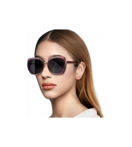 Square Oversized Fashion Sunglasses for Women - Polarized UV Protection Eyewear with Square Frame - C318Q8GWIND $28.57