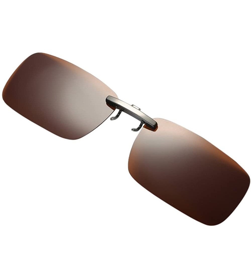 Rectangular Detachable Lens Driving Metal Polarized Clip On Glasses Sunglasses - Coffee - CO196X6ZDR7 $18.87
