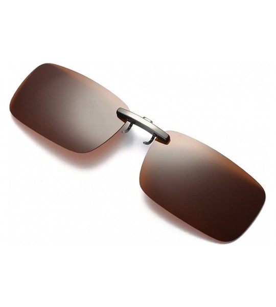 Rectangular Detachable Lens Driving Metal Polarized Clip On Glasses Sunglasses - Coffee - CO196X6ZDR7 $18.87