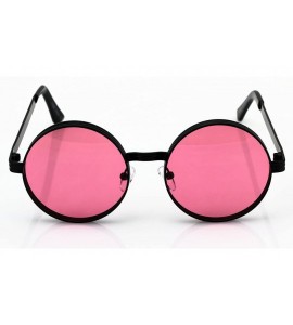 Round CLASSIC 60's Vintage Retro LENNON Style Round Frame Sunglasses - Black/Pink - CE182G8WYYE $17.78