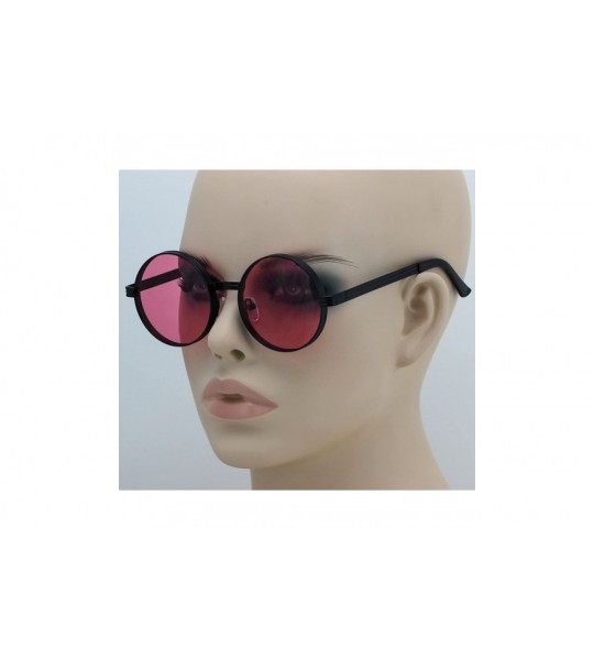 Round CLASSIC 60's Vintage Retro LENNON Style Round Frame Sunglasses - Black/Pink - CE182G8WYYE $17.78