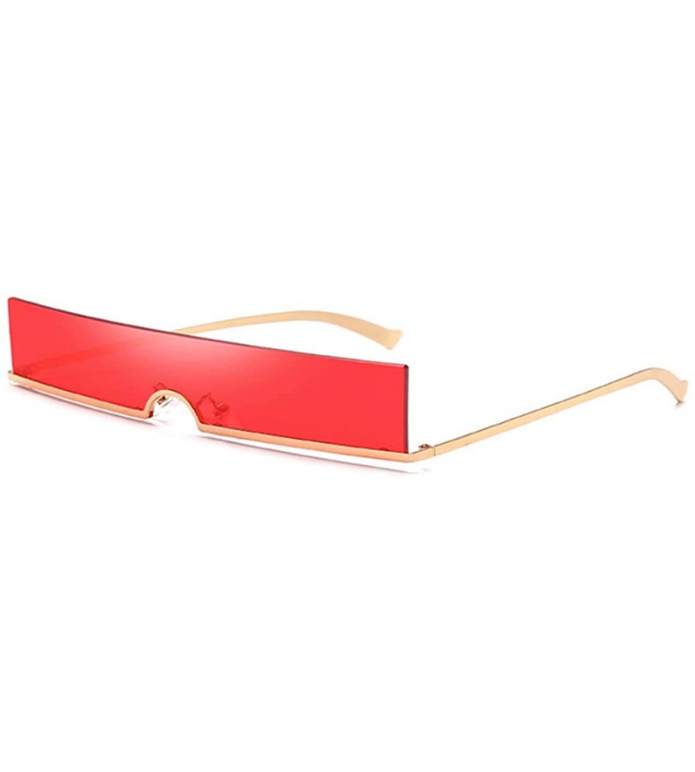 Rectangular Unisex Fashion Frameless Candy Colors Plastic Lenses Sunglasses UV400 - Red - CG18NNK93H6 $19.04