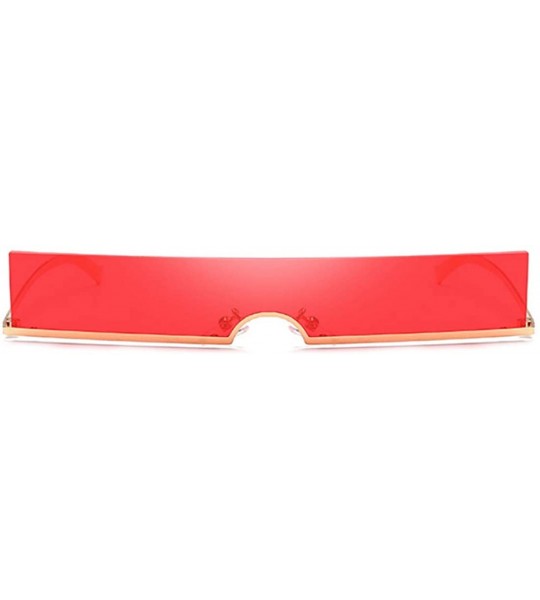 Rectangular Unisex Fashion Frameless Candy Colors Plastic Lenses Sunglasses UV400 - Red - CG18NNK93H6 $19.04