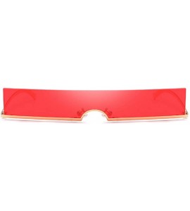 Rectangular Unisex Fashion Frameless Candy Colors Plastic Lenses Sunglasses UV400 - Red - CG18NNK93H6 $19.04