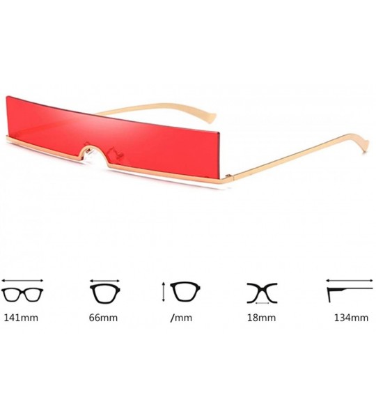 Rectangular Unisex Fashion Frameless Candy Colors Plastic Lenses Sunglasses UV400 - Red - CG18NNK93H6 $19.04