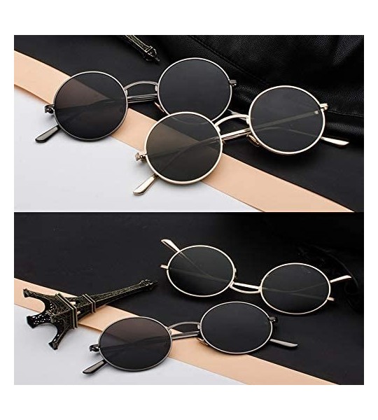 Round Men's Sunglasses Fashion Round Eyeglasses Metal Frame Women Driving Sun Glasses UV400 Protection Eyewear - CS18X8E7X0Z ...