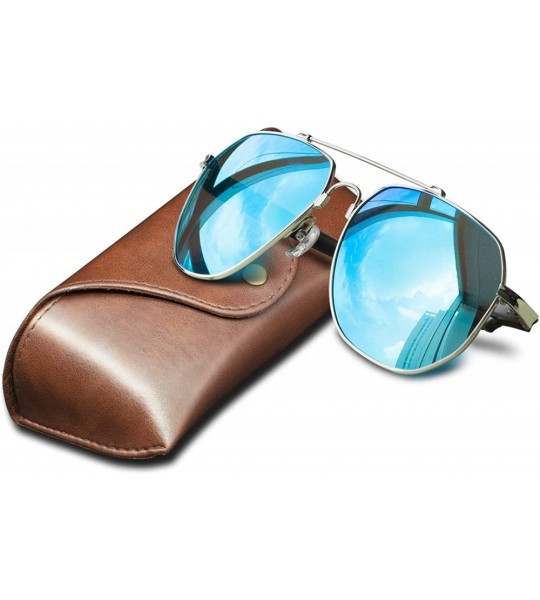 Sport Aviator Polarized Sunglasses for Men Women Mirrored Lens Metal Frame Glasses with Spring Hinges PA600 - CI194EICQNA $44.47