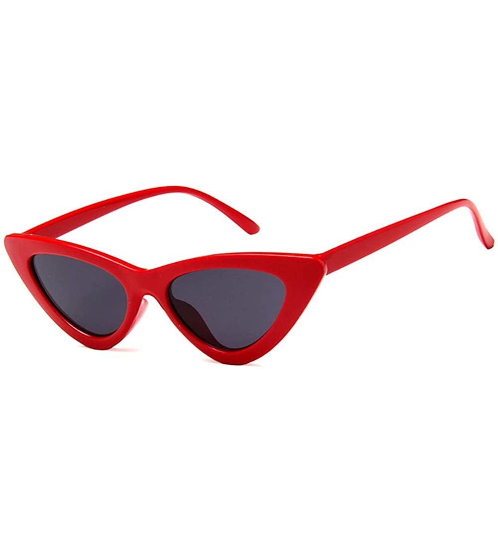 Cat Eye Retro Triangle Cat-eye Sunglasses for Women - Wiht Small Frame - Red-gray - CX196EZAWQE $18.40