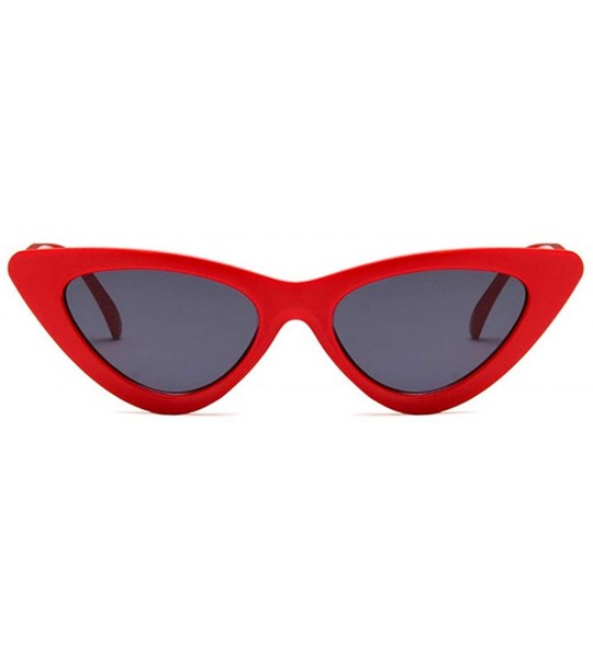 Cat Eye Retro Triangle Cat-eye Sunglasses for Women - Wiht Small Frame - Red-gray - CX196EZAWQE $18.40