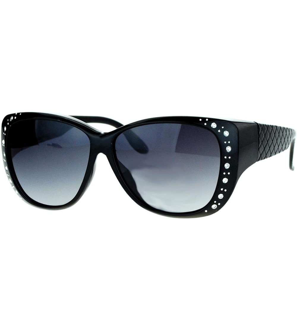 Goggle Polarized 55mm Fit Over OTG Butterfly Rhinestone Diva Sunglasses - Shiny Black - CJ12I5GRBCH $22.58