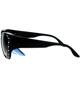 Goggle Polarized 55mm Fit Over OTG Butterfly Rhinestone Diva Sunglasses - Shiny Black - CJ12I5GRBCH $22.58