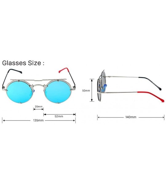 Round Fashion Metal Double Beam Sunglasses Men Retro Round Sun Visor - 5 - CZ190OEEYZQ $61.81